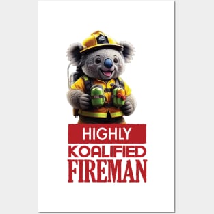 Just a Highly Koalified Fireman Koala Posters and Art